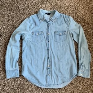 Forever 21 chambray long sleeve button down shirt size S